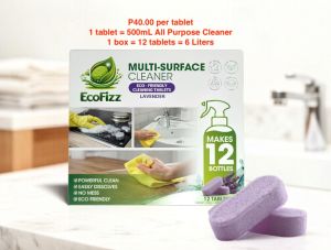 EcoFizz Multi-Surface Cleaning Tablets - Lavender Scented - Eco-Friendly Powerful Clean - No Mess - 8 grams x 12 tablets = 6 Liters of All Purpose Cleaner