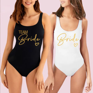 S-3XL White Bridal Swimsuit Women 2025 New Team Bride One-Piece Swimwear For Bachelorette Party Hen Party Bathing Suits2026