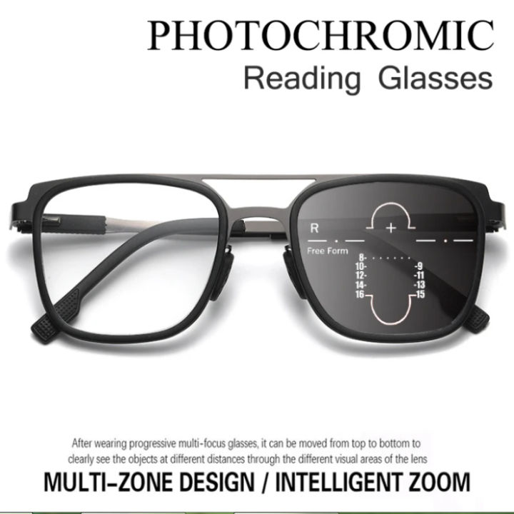 Outdoor Progressive Anti Blue Light Photochromic Reading Glasses Near Far Dual Purpose Multi 7181