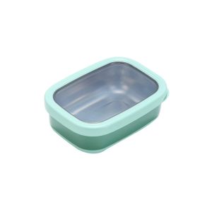 BURKEE Leakproof Stainless Steel Lunchbox Rectangular Sealed Fresh-Keeping Box Portable Visible Lid Food Storage Box Refrigerator