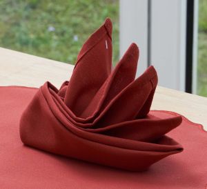 Cottage Yarn Plain Apricot Red Thick Spun Polyester Dinner Cloth Table Napkins 51x51cm/20x20”. Pack of 24 or 6. Napkin Meja Makan (Apricot Red)