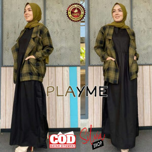 GAMIS PLAYME STELAN INNER DAN JAKET OUTTER TERBARU 2024 DRESS GAUN PANJANG MUSLIMAH KEKINIAN TRENDY