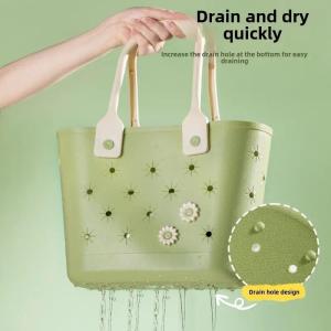 beach bagWaterproof Rubber Beach Tote Bag Floral Print Design Durable Travel Organizer with Soft Handles Camping Gym Toiletries2026