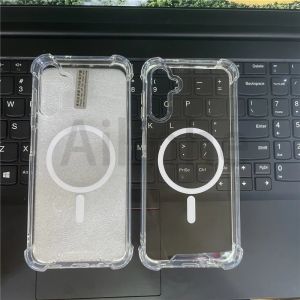 For Samsung Galaxy A54 A14 A34 A35 A55 5G Case Luxury Magnetic Attraction Clear Hard For Magsafe Case Wireless Charge Shockproof Phone Back Cover