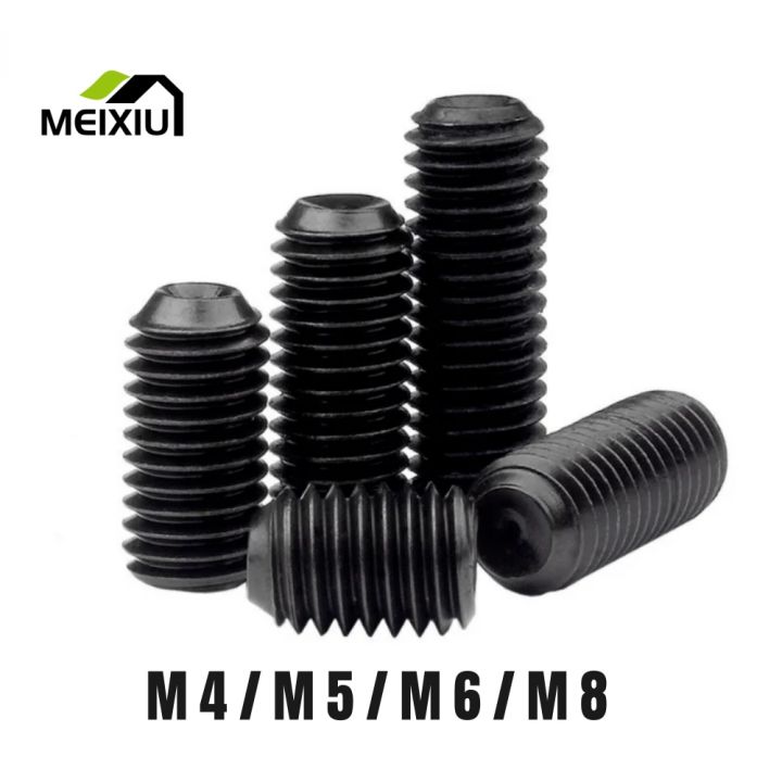 M4-0.7 X 6mm Black Socket Set Screws 100-Pack - Cup Point Grub Screws 12.9 Grade