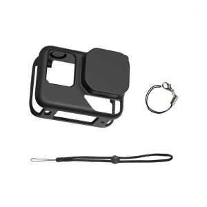 Flexible Silicone Case And Lens Protector For 360 Action Camera Allowing Unhindered Screen Operation