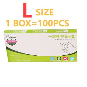 Disposable Plastic Gloves 100pcs TPE Clear Sarung Tangan Pakai Buang Gloves Transparent Food Hand Grade Glove 加厚一次性手套