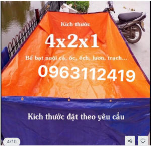 Xả Bể bạt nuôi ốc cá ếch lươn loại dày đóng khoen chất liệu PVC 4x2x1