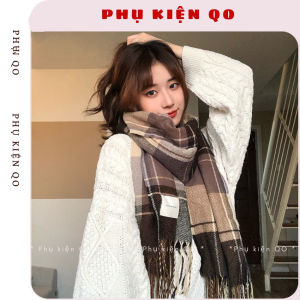 Khăn quàng cổ vintage - Khăn choàng cổ len nam nữ Self Service kẻ caro ulzzang Hàn Quốc mềm mịni