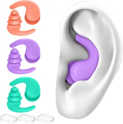 Swimming Ear Plugs for Adults3 Pairs Waterproof Reusable Silicone Swim Earplugs for Swimming Surfing Snorkeling Showering and Water PoolBeachOcean (Adults & Teens 14+)