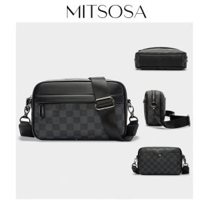 MITSOSA PU Leather Casual Fashion Men Sling Bag Shoulder Messenger Bag Crossbody Bag for Men