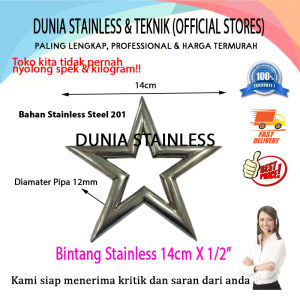 Bintang Stainless 14cm x 1/2" ornamen stainless