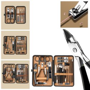 BNUE1 7/16/24 Pcs Portable Nail Clipper Kit Heavy-Duty Stainless Steel Nail Care Kit Pedicure Kit Rustproof Manicure Tool Set Travel Case