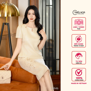 Đầm thiết kế thanh lịch chất liệu vải dệt gân trúc cao cấp DD4L0946 Thời trang Thiều Hoa