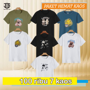100 RIBU 7 KAOS PAKET HEMAT USAHA KAOS OBLONG PRIA WANITA LENGAN PENDEK (bisa request warna)