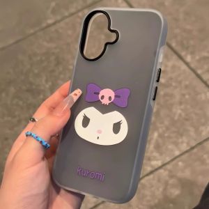 Phone Case For IPhone 11 PRO MAX XR 15 16 14 12 13 17 Air PRO MAX XR XS 7 8 6 6S 11 12 13 14 15 16 17 Plus Casing IPhone 11PRO 11PROMAX 13PROMAX 14PROMAXA Cute Kuromi Ins 2 in1 Jelly Shockproof Silicone TPU Case Cover GDK048A