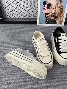 [Free Shipping] White Sneakers For Women Summer 2025 New Collection Thick-Soled Canvas Shoes With Breathable Mesh Upper Casual Style