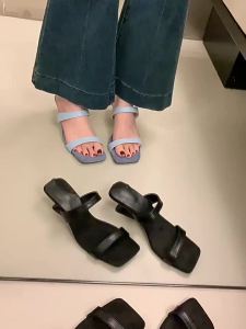[Free Shipping] 2026 Summer Niche Design Slip-On Sandals With A Wedge Heel And Square Toe Available In Large Sizes