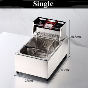Electric Fryer Double Stainless Steel 20L Commercial Double-cylinder Stall Double Basket Large-capacity Fried Machine Fast-Heating French Fries Chicken Wings Fried Chicken Electric Fryer Double Fryer
