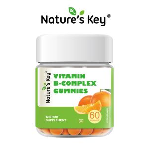 Natures Key Halal Vitamin B Complex Gummies Sugar-Free Promote Energy Relieve Stress Improve Mood Daily Health Supplement