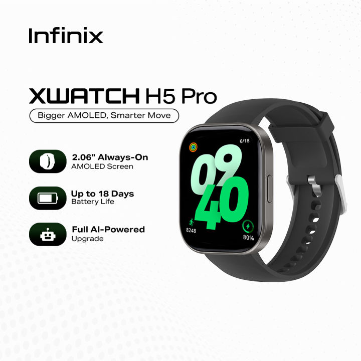Infinix XWatch H5 Pro | 2.04" Always-On AMOLED Screen | Up to 18 Days  Battery Life | Full AI-Powered Upgrade | Lazada Philippines