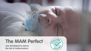 MAM Perfect Night Pacifier 6+ Months Glow in the Dark Baby Soother with Self Sterilising Travel Case