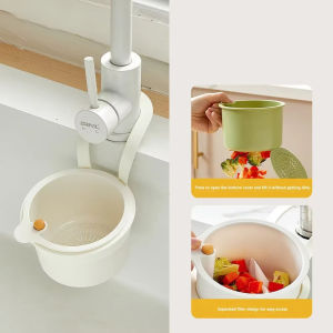 (local delivery) Kebidumei 2 IN1 Sink Drain Basket Faucet Hanging Filter Bag Adjustable Automatic Dumping Basket Sink Sponge Rack Kitchen Waste Collector