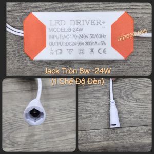 Driver Đèn Led Âm Trần Và Ốp Trần (1 Chế Độ) - (Jack Kẹp & Jack Tròn)