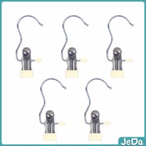 JeDa คลิปตากผ้าระเบียง กันลม คลิปสเตนเลสที่หนีบอเนคประสงค์ ประหยัดพื้นที่ มาพร้อมตะขอ Storage Hooks