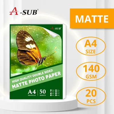 [Matte 140gsm] A-SUB Double-Sided A4 Matte Fast Dry Photo Paper 140gsm Matte Inkjet Paper 20pcs Photograph Printing A4 Size Matte Coated Paper