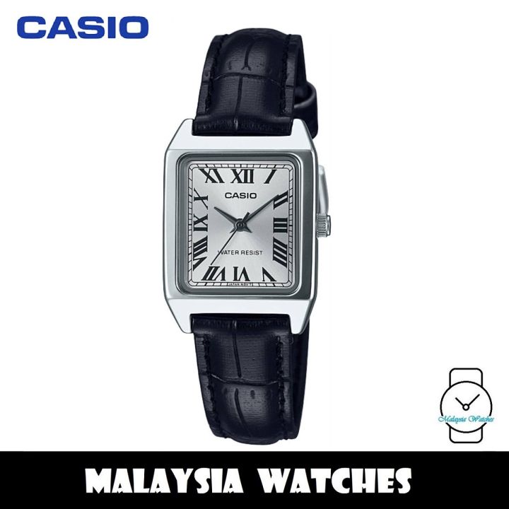 (100% Original) Casio LTP-V007L-7B1 Quartz Chrome Plated Case Black Leather Strap Women's Watch LTPV007L LTPV007L-7B1 LTP-V007L-7B1UDF