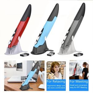 DUDAN ABS Wireless Optical Presenter Pen Mouse Wireless Bluetooth Compatible Vertical 4 Keys Mini Mice Wireless Mute Mice Optical Presenter Pen 2.4GHz Presenter Vertical Pen Mouse Pad Computer PC Laptop