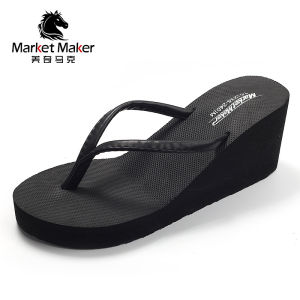 Thick-Soled Summer High-Heeled Flip-Flops For Women Casual And Fashionable For Outdoor Wear On The Beach