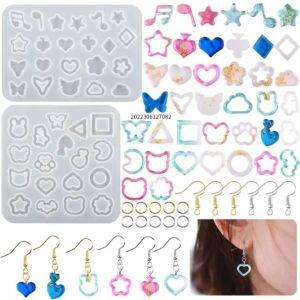 Cetakan Resin Melody Melodi DIY Ear Ring Mini Gantungan Kunci Aneka Bentuk Bunga Bintang Love Cetakan Liontin Anting Kalung Bahan Silikon Karet Silicone Elastis Lentur Silicon Anti lengket