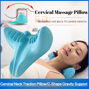 Cervical Neck Traction Pillow C-Shape Gravity Support for Spine Alignment Massage Relief of Buffalo Hump Orthopedic Neck Correction Pillow Therapeutic Massage Posture Support for Cervical Spine