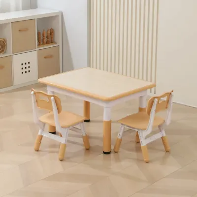 Height Adjustable Kids Table And 2 Chair Set - Toddler Lightweight Activity Table And Chair