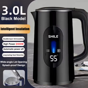 【Fast Boiling】 3L Electric Water Kettle 304 Stainless Steel with Digital Display & Smart Temperature Control – Fast Boiling Anti-Dry Auto Shut-Off for Home & Office