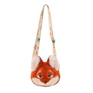 CHARMI นุ่มนวล กระเป๋าผ้าขนฟูรูปกระต่ายจูดี้ สายรัดปรับได้ น่ารัก กระเป๋าสะพายข้างลายการ์ตูน สร้างสรรค์ ผ้าฝ้ายพีพี กระเป๋าสะพายข้างฟูฟ่อง Nick ผู้หญิง