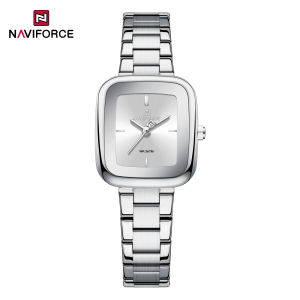 NAVIFORCE Original Simple Womens Quartz Watch Square Case Stainless Steel Strap 3ATM Waterproof Lightweight Casual Fashion Womens Watch NF5075