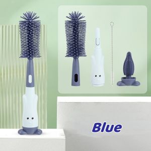 3 in 1 Baby Bottle Silicone Cleaning Brush Non-Scratch Baby Milk Bottle Cleaner Silicone Brush Set