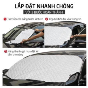 Tấm bạt che kính lái ô tô 4 lớp có tai che gương tấm che nắng mưa phủ kính trước tránh tia UV bảo vệ xe hơi