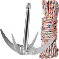 Boats Anchor Folding Weed Razor 4 Claw Anchor Sickle Water Grass Plants Cutter With Rope Landscape Lake Weed Tool. 