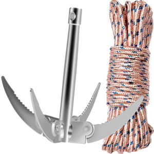 Boats Anchor Folding Weed Razor 4 Claw Anchor Sickle Water Grass Plants Cutter With Rope Landscape Lake Weed Tool