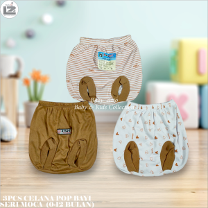 CELANA BAYI MODEL POP-PENDEK ISI 3PCS USIA 0-12BLN