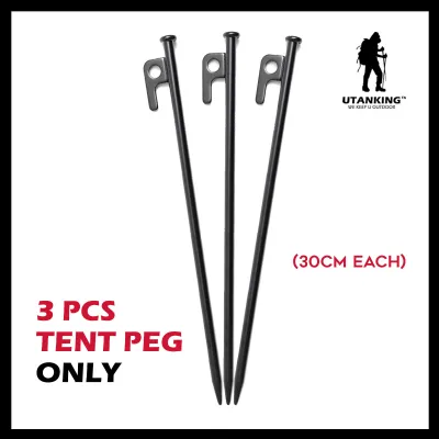 UtanKing™ Outdoor Camping Hammer Tent Peg 30cm Camp Stakes Flysheet Tarp Ground Nail Pancang Khemah Paku Besi Penukul