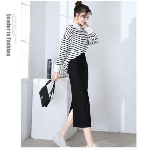 (READY STOCK)WomenS  High Waist  Elastic Plain Solid Stretchable OL Pencil Midi Skirt 801 (Inside no pant) Back Slit