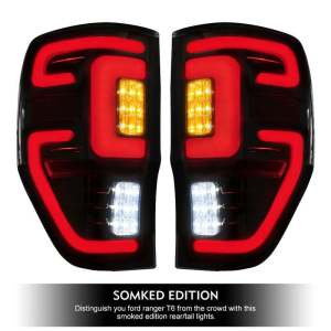 Suitable for Ford RANGER RAPTOR T6 T7 2012-2020 Models Smoky Gray Lampshade Full LED Tail Light Assembly
