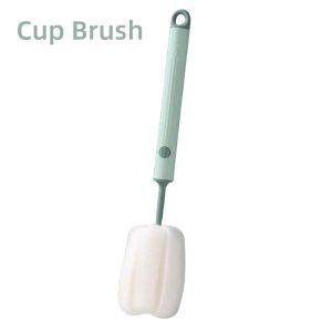 Removable Replacement Head Sponge Cup Brush Deep Decontamination Soft Material Glass Kitchen Multi-Purpose Cleaning Brush Long-Handled Cleaning Brush Suitable For Mugs Kettles Bottles Thermos Cups