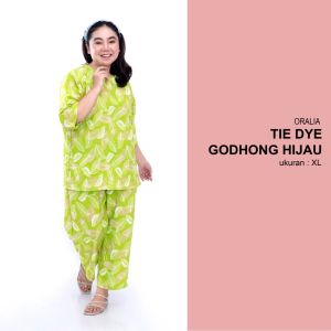 One Set Bigsize /Tie Dye Godhong Hijau / Setelan Celana Panjang / Setelan Jumbo / Tie Die Big Size / Tie Dye Jumbo