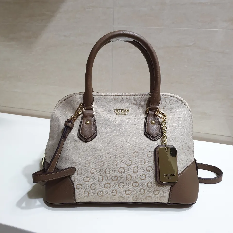 Buy GUESS Basilea Girlfriend PU Zipper Closure Women's Casual Satchel  Handbag (Mocha, Medium) at Amazon.in